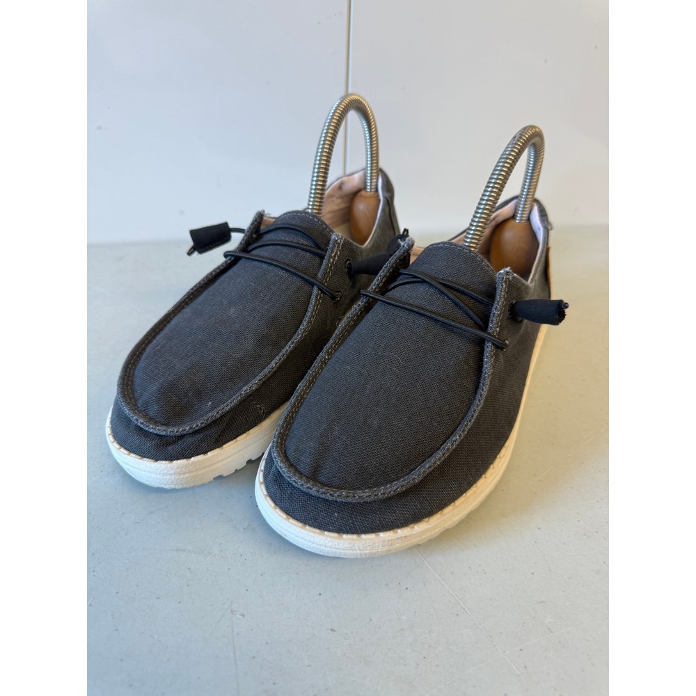Hey Dude Wendy Chambray Off Black Slip On Loafers Shoes Womens 7 121414949